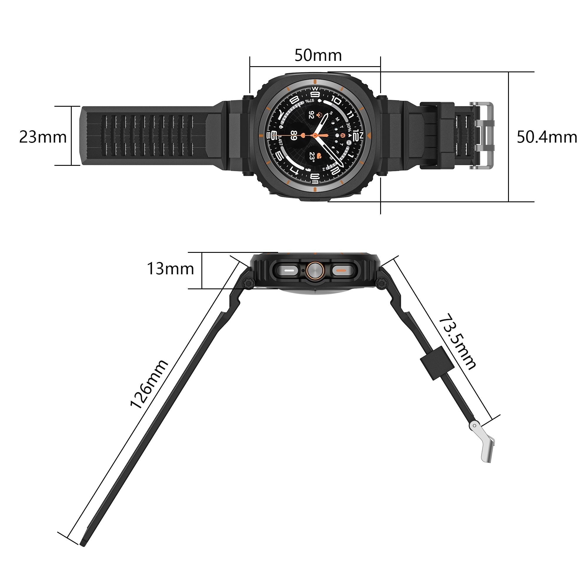 FlexTone Sport TPU -ranneke ja kotelo Samsung Galaxy Watch Ultra 47 mm:lle