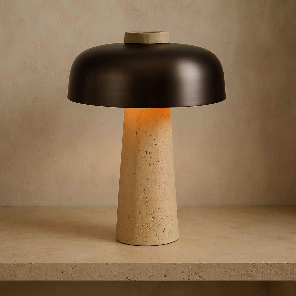 Mushroom Table Lamp With Stone Base, Modern Decorative Light