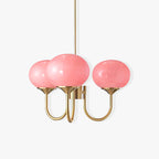 SolaraLuxe Gold Finish Chandelier With Pink Glass Shades