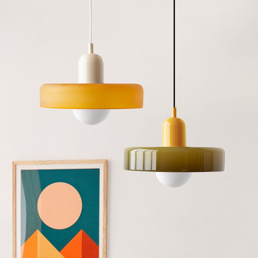 Lámpara colgante de vidrio Liora Bauhaus con ajuste de altura