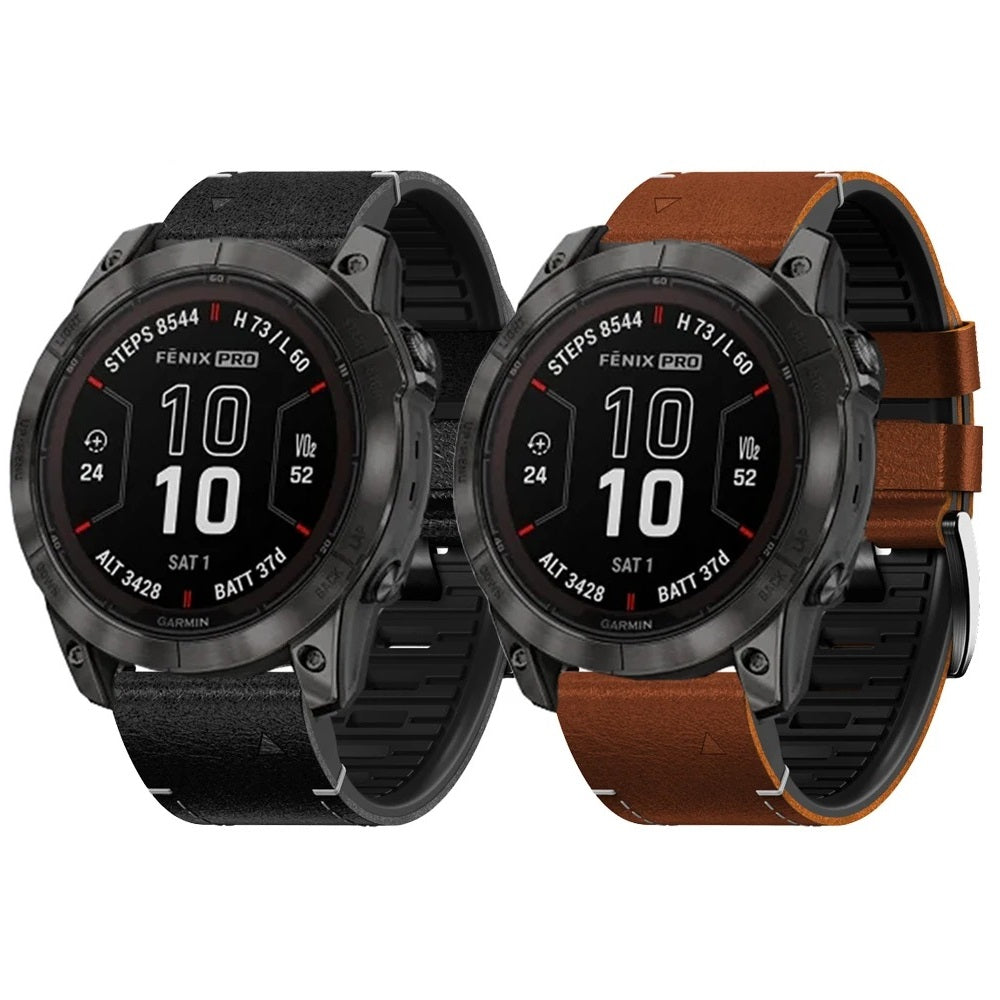 Arion TPU- og læderrem til Garmin Fenix 8 7X 6X Pro