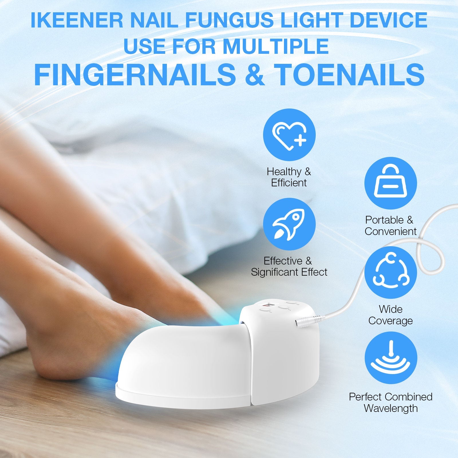 LED Nail Care Device With Blue And Infrared Light For Hands And Feet