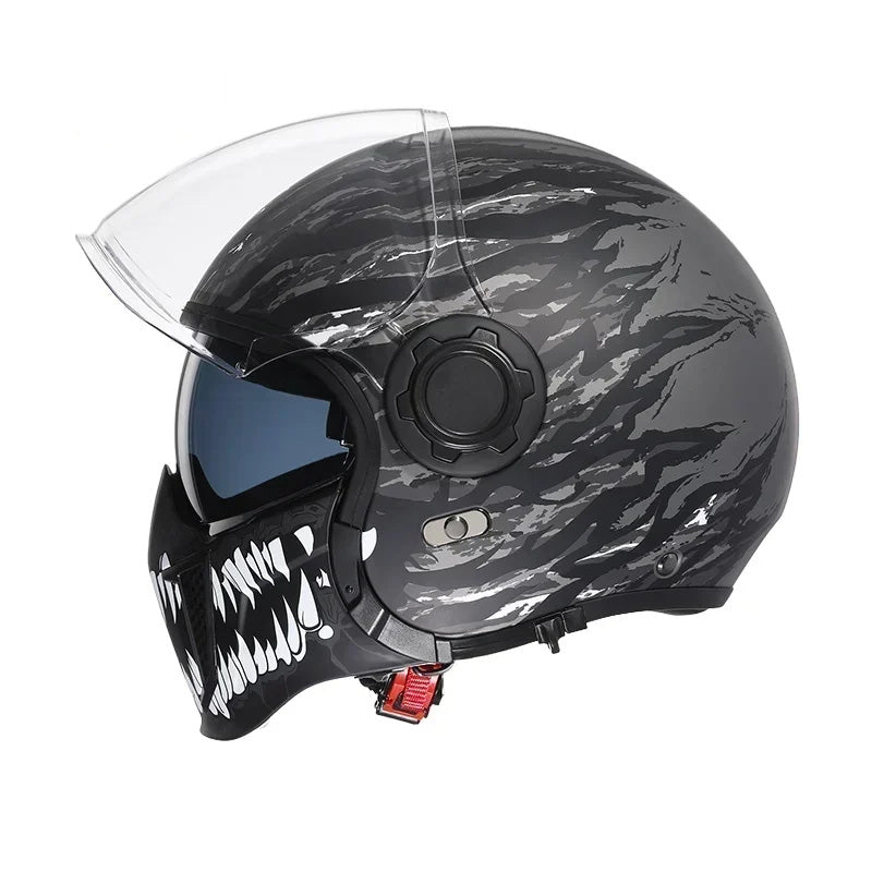 Vintage Twin Lens Modular Helmet DOT ECE Certified For Riders Breathable