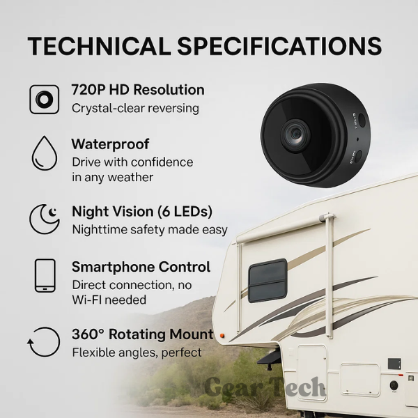 Astra HD Wireless Backup Camera With Night Vision And Waterproof Build