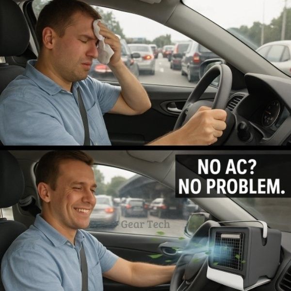 そよ風波 小型携帯冷房 静音 4枚羽根 車用・家庭用