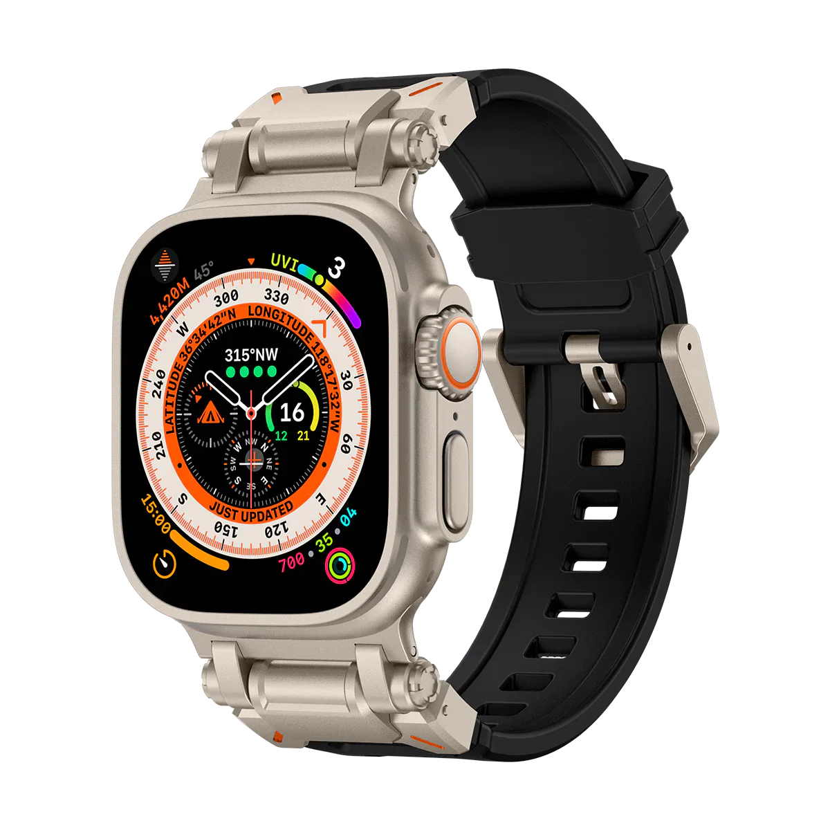 Meron titanium-hoved silikonearmbånd til Apple Watch | Petprovac