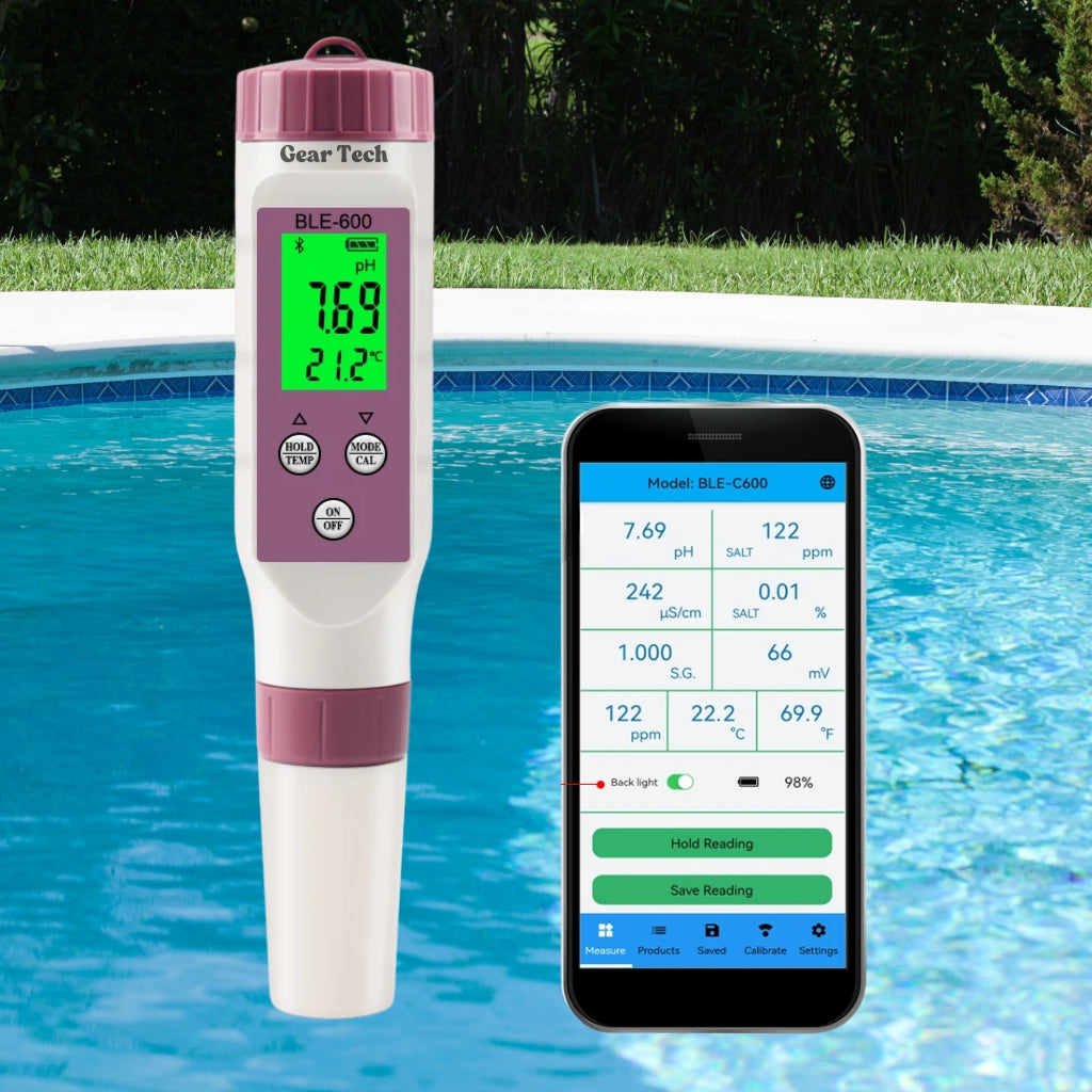 Tester digital AquaSense 7-în-1 pentru piscină, pentru pH și clor