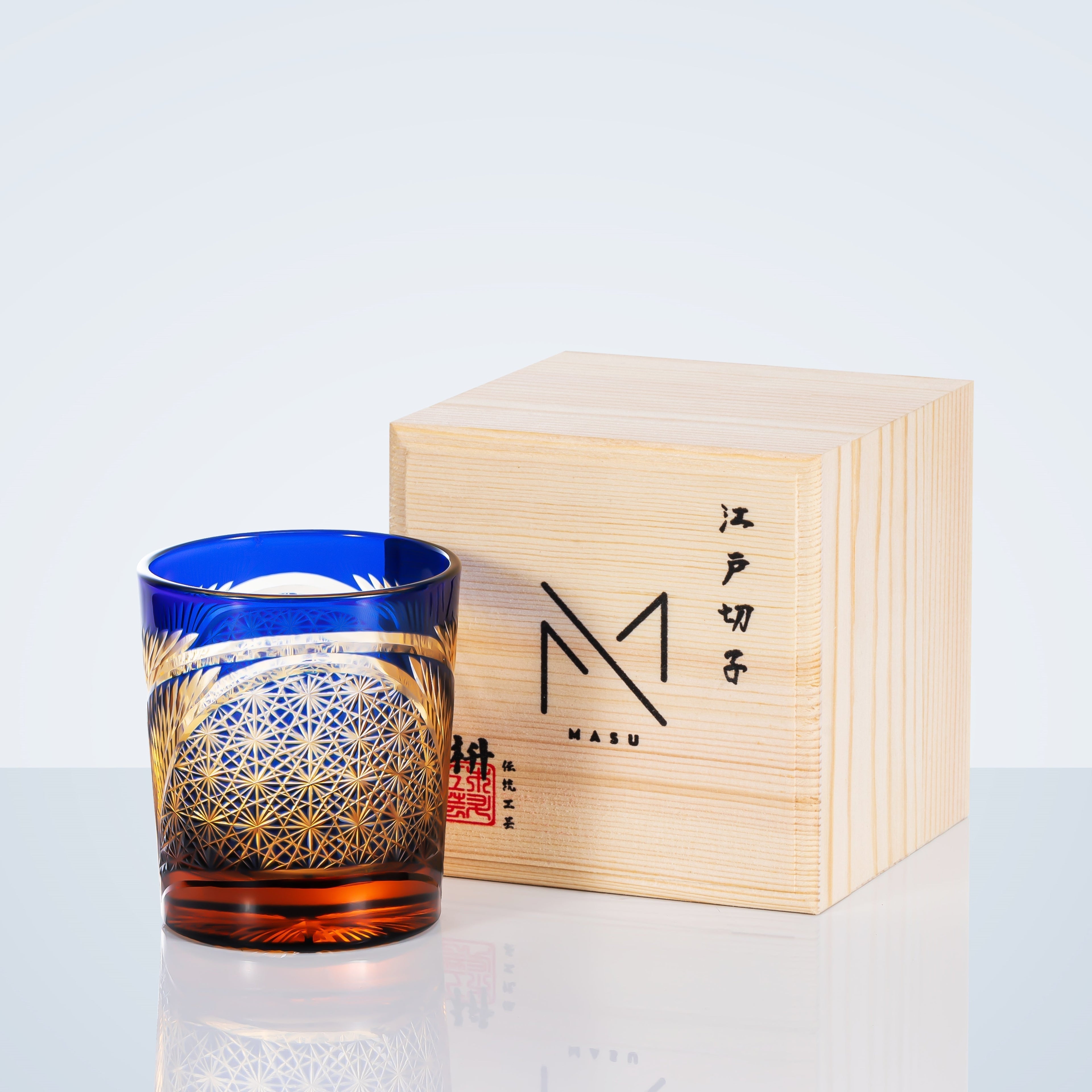 MiyuCraft | Bicchiere da whisky artigianale con piuma di gru con scatola di legno | Petprovac