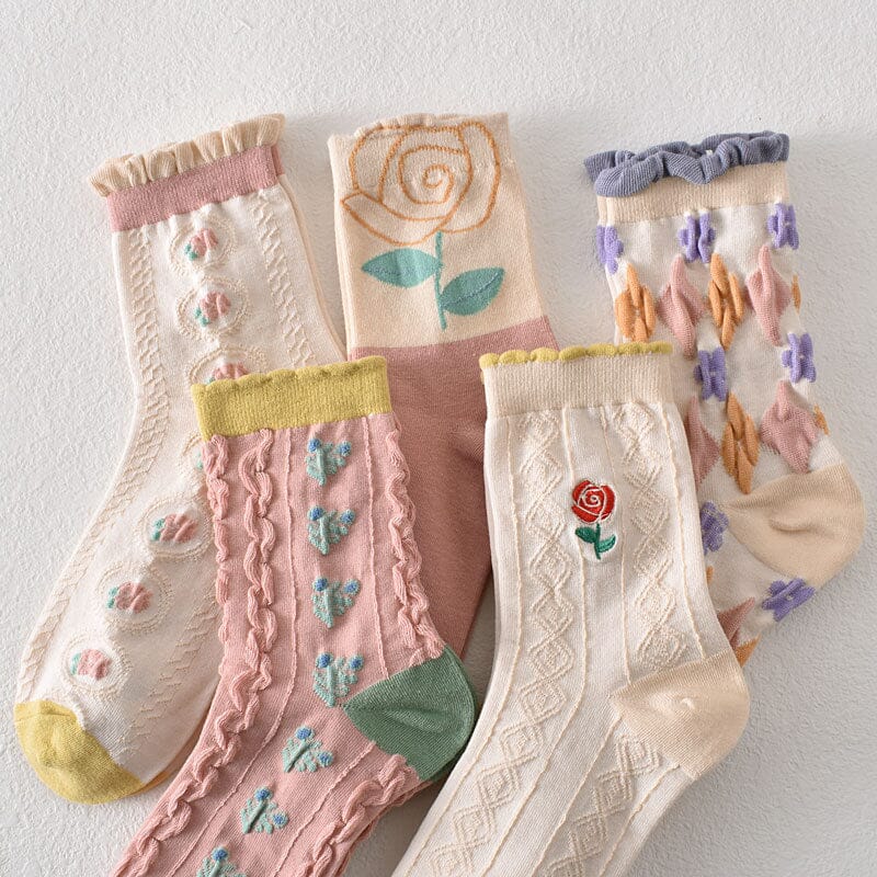 Women's Floral Cotton Socks (10 Pairs)