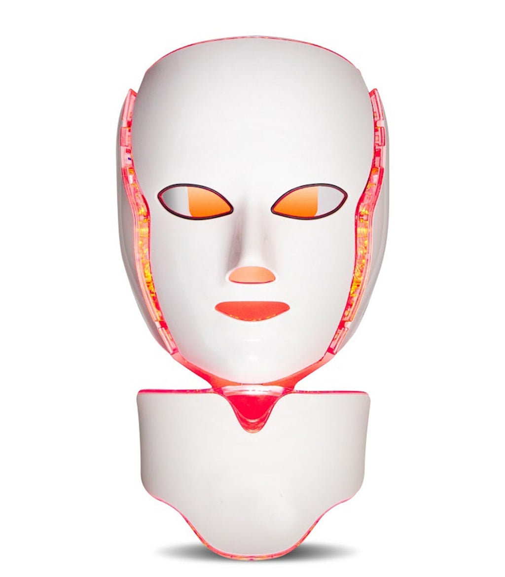 Seven Color Red LED Light Therapy Mask For Face And Neck With Spa Glow