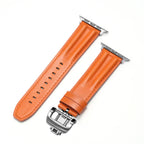 Marvelle | Lyxigt räfflat läderarmband med fjärilsspänne för Apple Watch | Petprovac