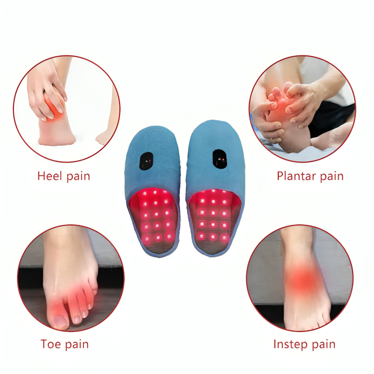 Footflex červené světelné pantofle na nohy pro úlevu od bolesti a pohodlí