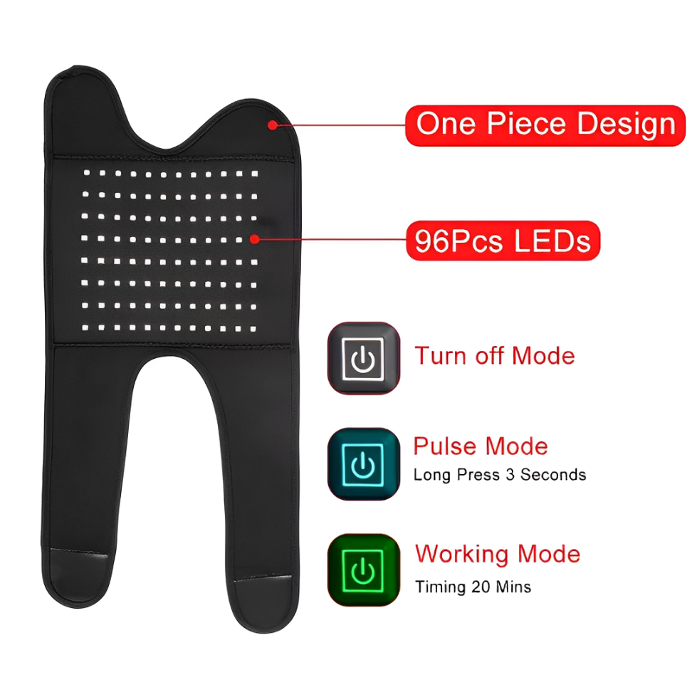エアロニー デュアル波長 赤色および赤外線光療法ベルト 膝の痛み緩和用
