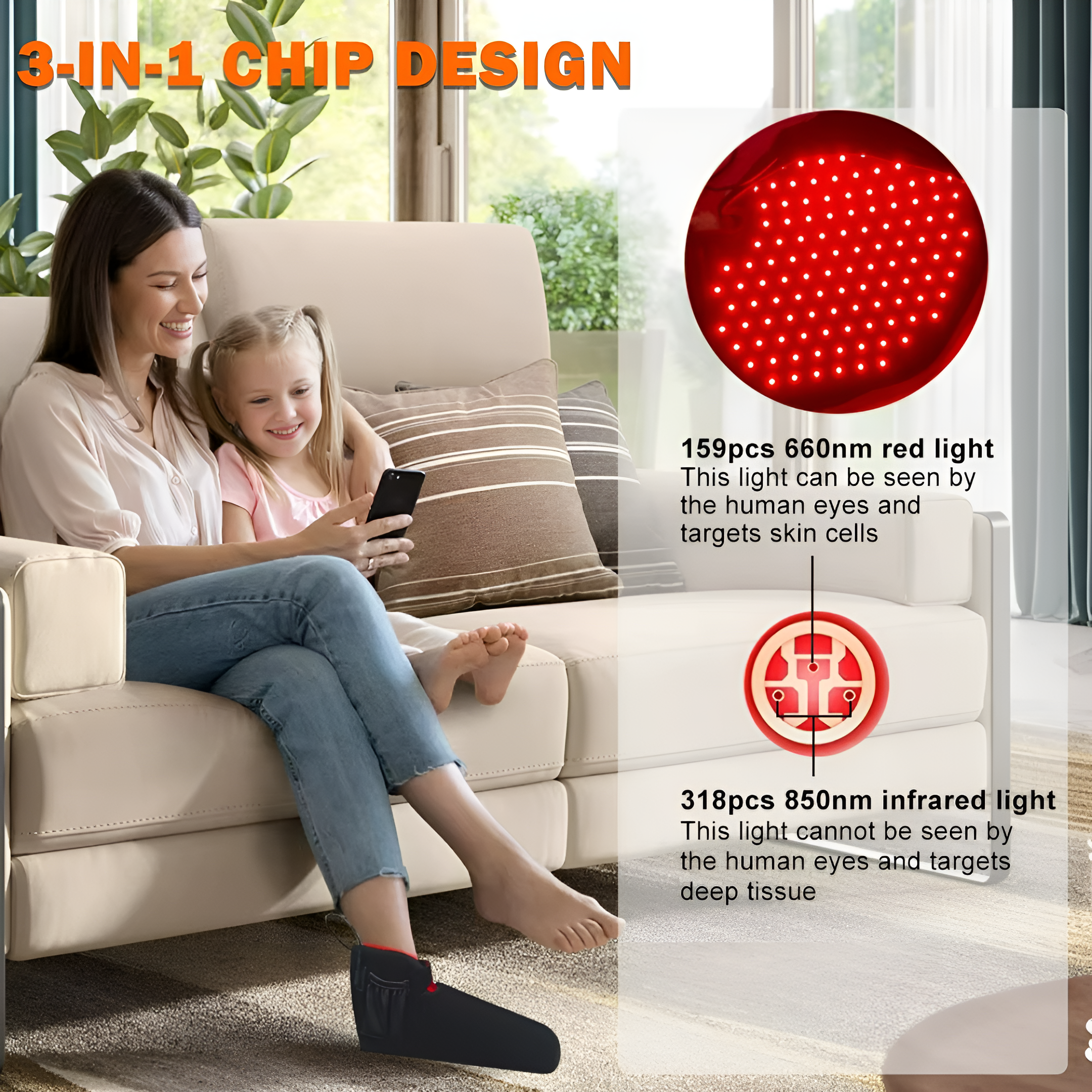 NexaStride vörösfény-terápiás cipők lábfájdalom enyhítésére és bőrápolásra