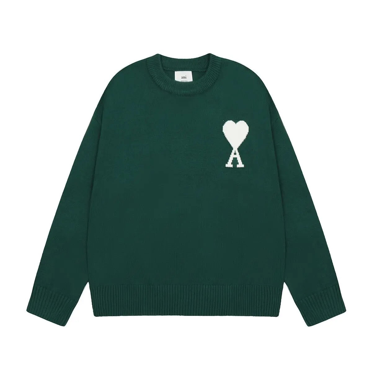 Pulover unisex Amitalie 100% lână cu inimă iconică