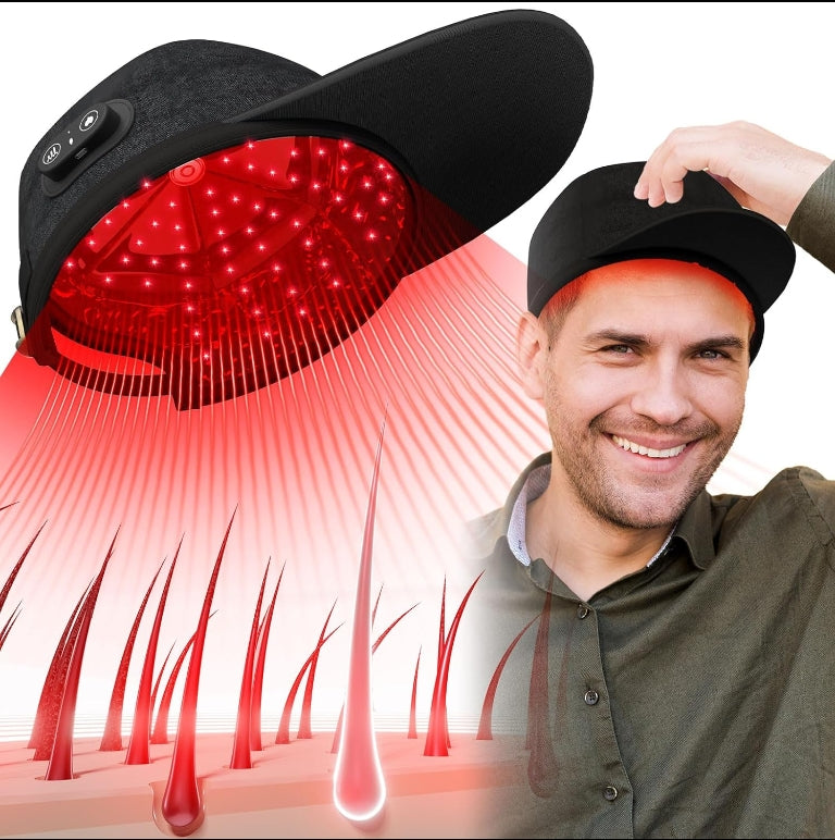 LED čepice na vlasy s červeným a modrým světlem pro zdravou pokožku hlavy