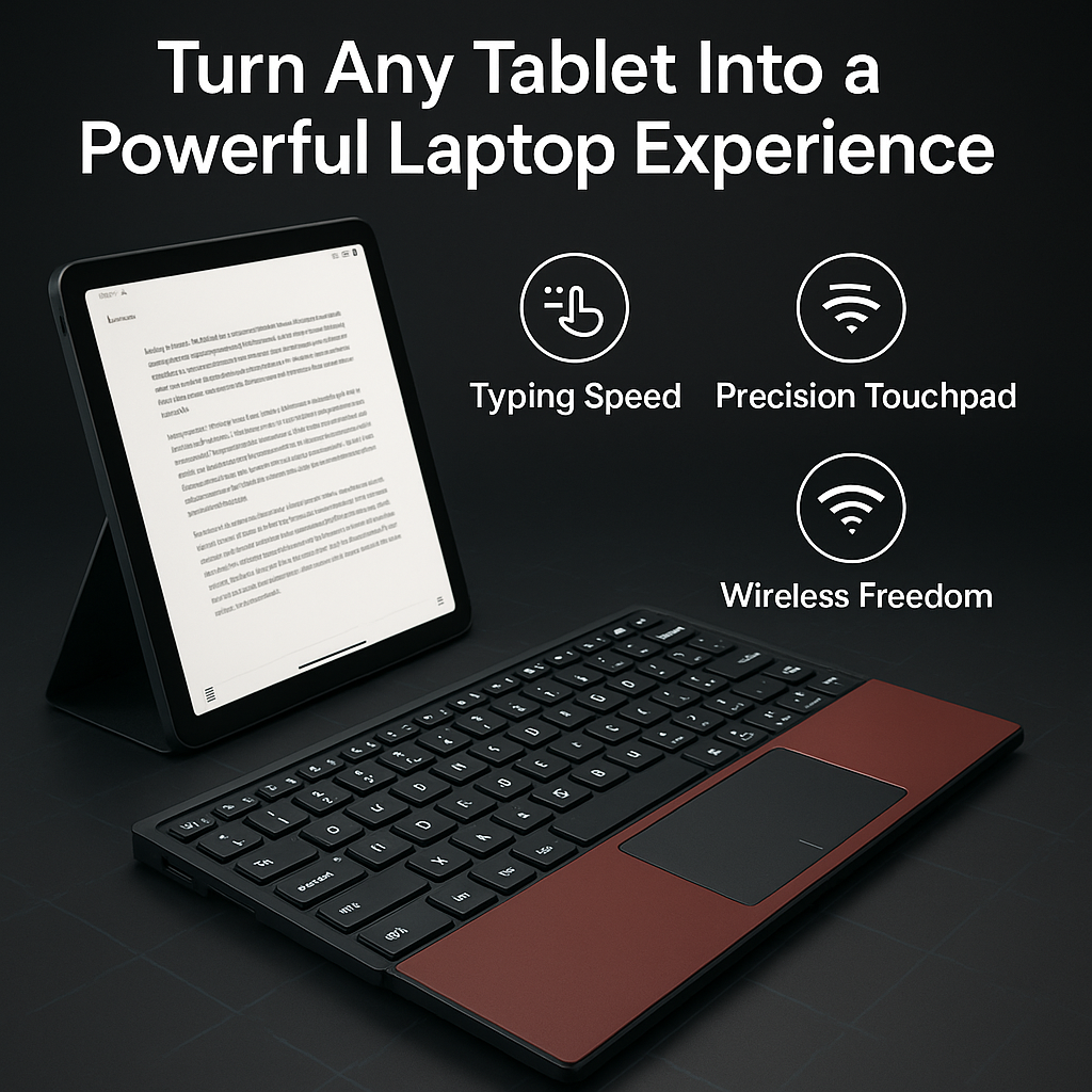 Tri-Fold Bluetooth Keyboard with Touchpad