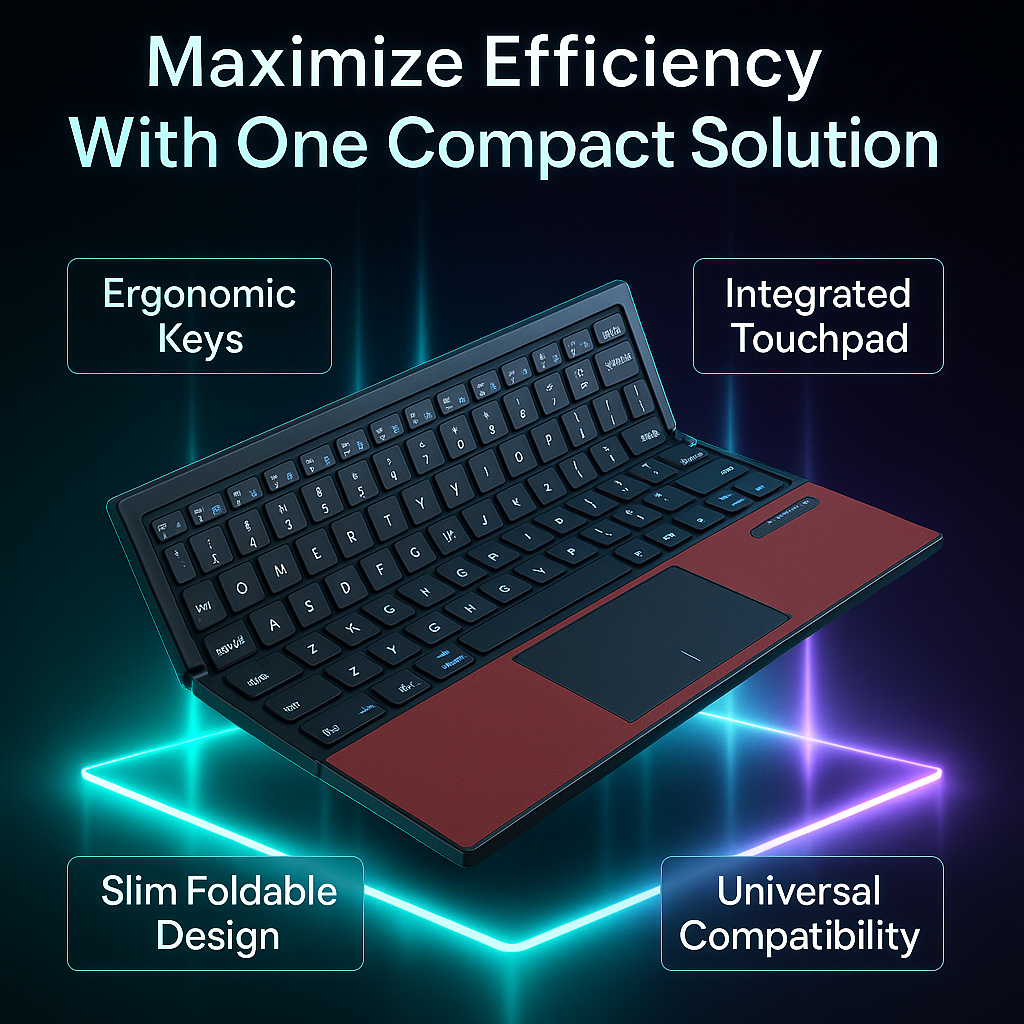 Tri-Fold Bluetooth Keyboard with Touchpad