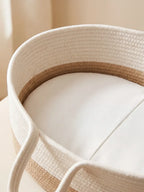 Two-Tone Cotton Rope Changing Basket With Integrated Handles