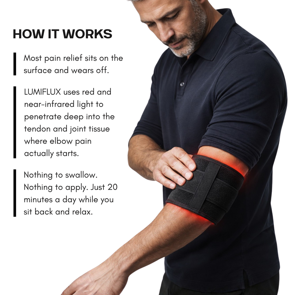 ElbowRelief Pro Red Light Therapy Pad – 660nm & 850nm Wearable Elbow Support Wrap