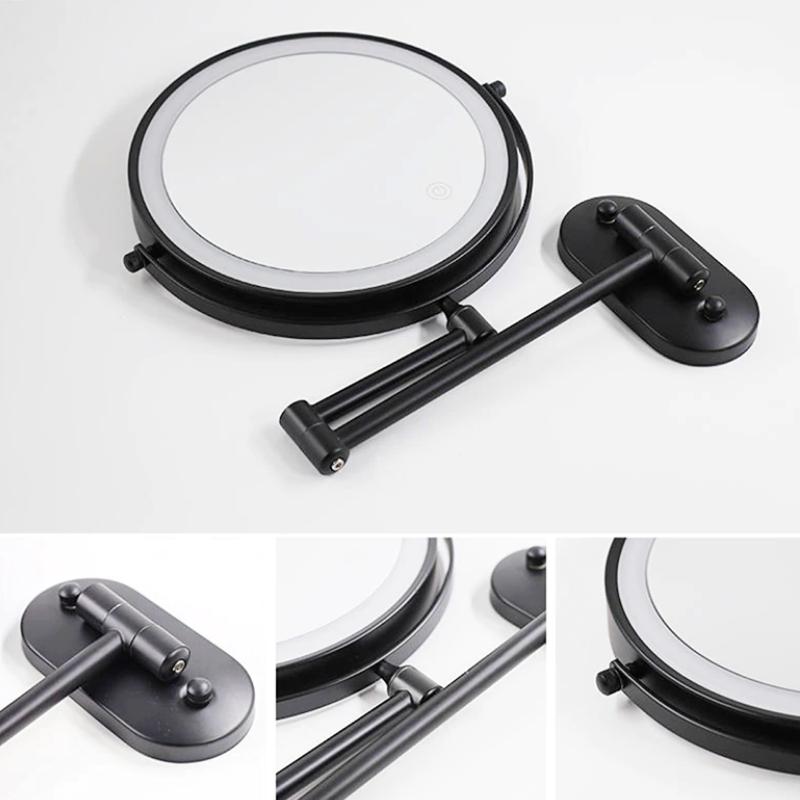Rechargeable Magnifying Mirror Featuring LED for Makeup Enthusiasts in Black