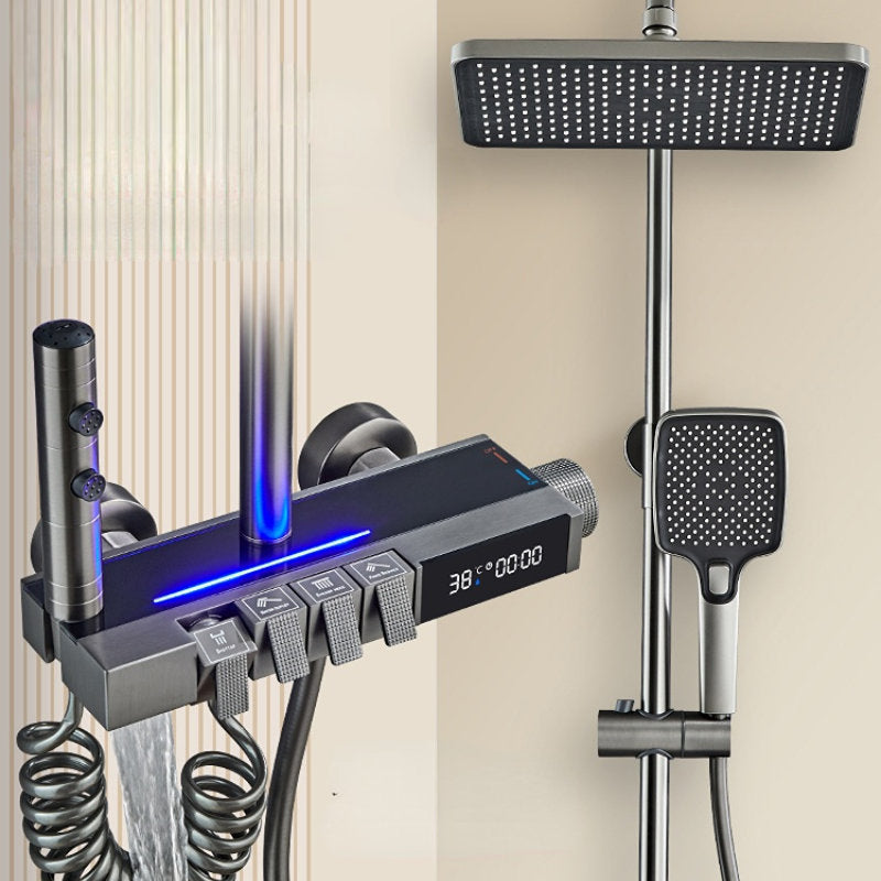 Navaro Ash-Plated Thermostatic Shower Set With Digital Display And Pressurized Faucet | Petprovac