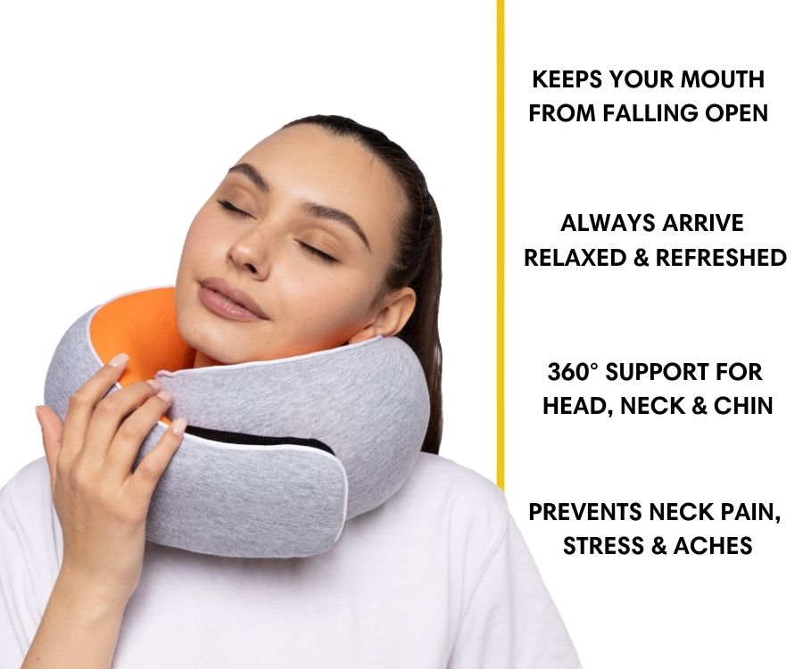Memory Foam Travel Neck Pillow for Long Flights, Road Trips and Everyday Commutes