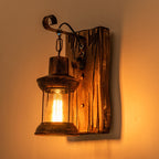 Industrial Lantern Wall Mount Light 1-Light Iron Wall Light with Clear Glass Shade for Restaurant