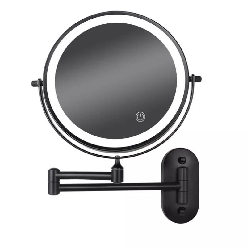 Rechargeable Magnifying Mirror Featuring LED for Makeup Enthusiasts in Black