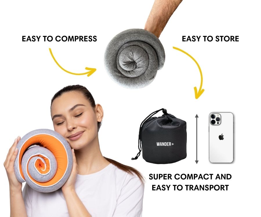 Memory Foam Travel Neck Pillow for Long Flights, Road Trips and Everyday Commutes