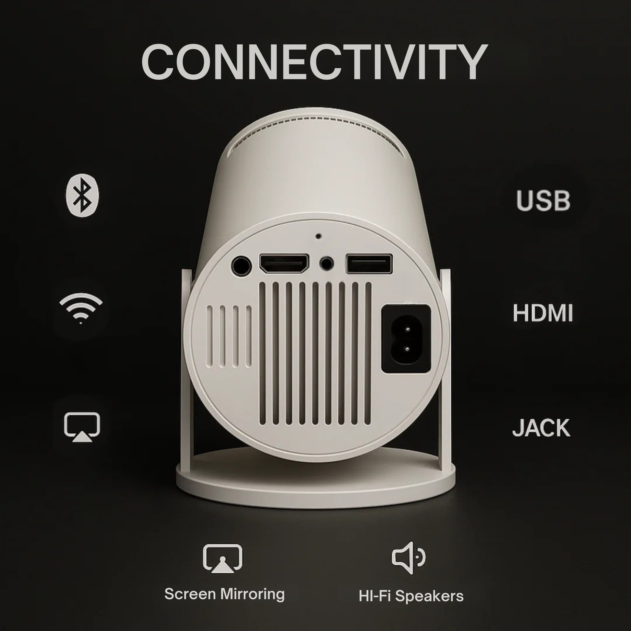 جهاز عرض ذكي | حوّل أي مساحة إلى سينما منزلية | جهاز عرض ذكي صغير محمول مع تطبيقات بث مدمجة