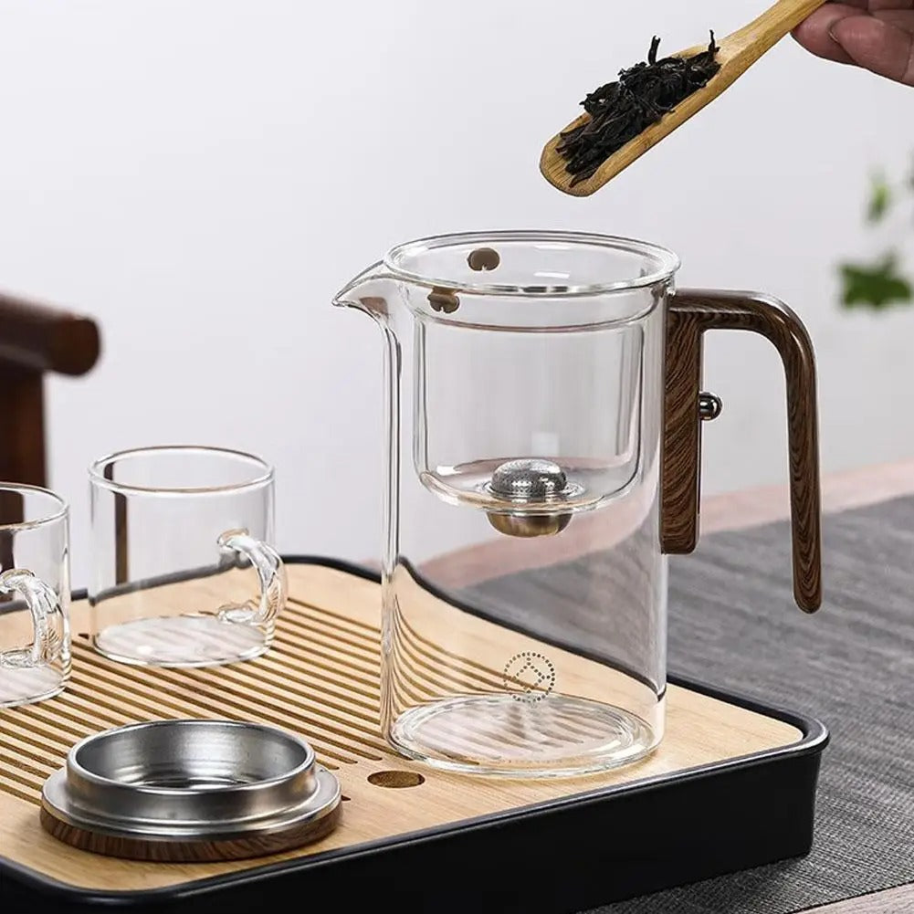 LumiGlass Teapot With Magnetic Filter And Wooden Handle
