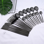 Luxury 24-Piece Black Cutlery Set – Stainless Steel & Dishwasher Safe