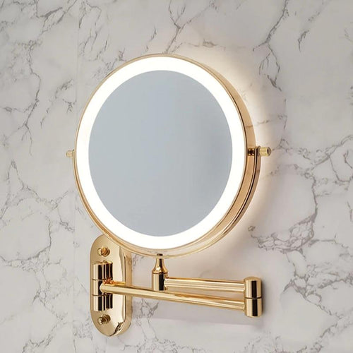 Luxeva Gold LED Şarjlı Banyo için Büyüteçli Makyaj Aynası
