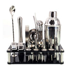 Set da bar professionale con shaker in acciaio inox e supporto per bartender casalinghi