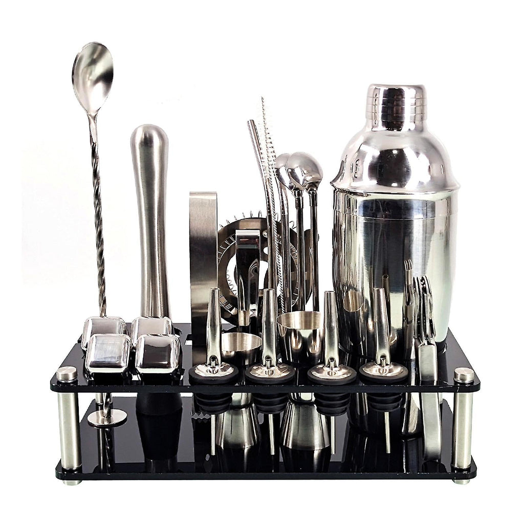 Set da bar professionale con shaker in acciaio inox e supporto per bartender casalinghi