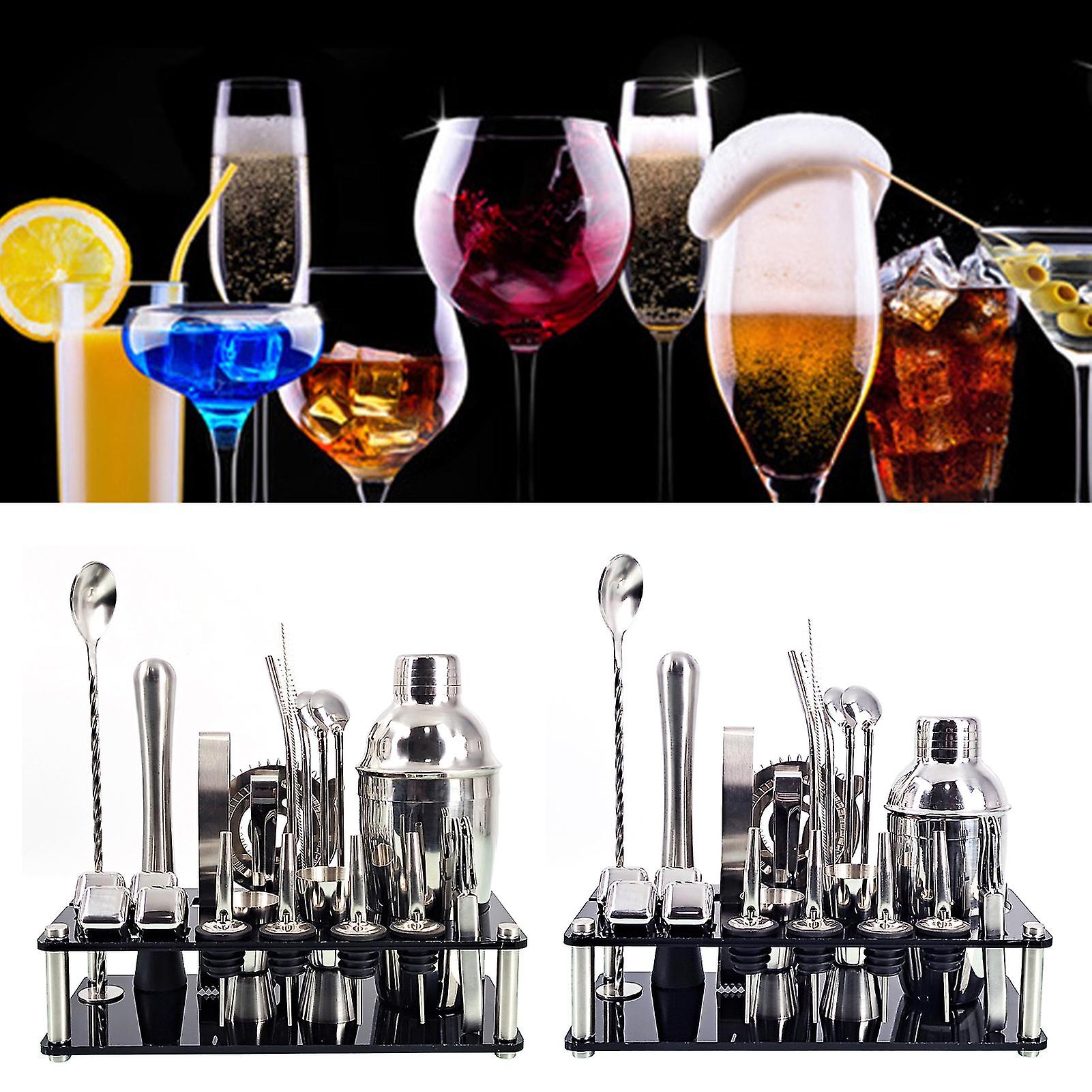 Set da bar professionale con shaker in acciaio inox e supporto per bartender casalinghi