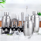 Set da bar professionale con shaker in acciaio inox e supporto per bartender casalinghi