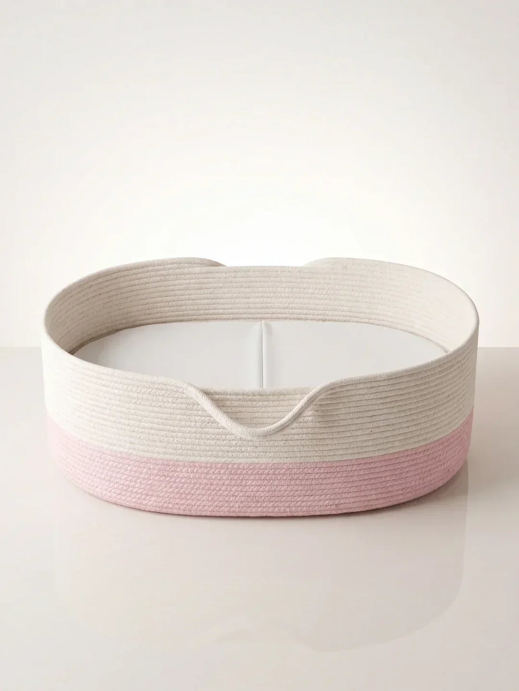 Two-Tone Cotton Rope Changing Basket With Integrated Handles