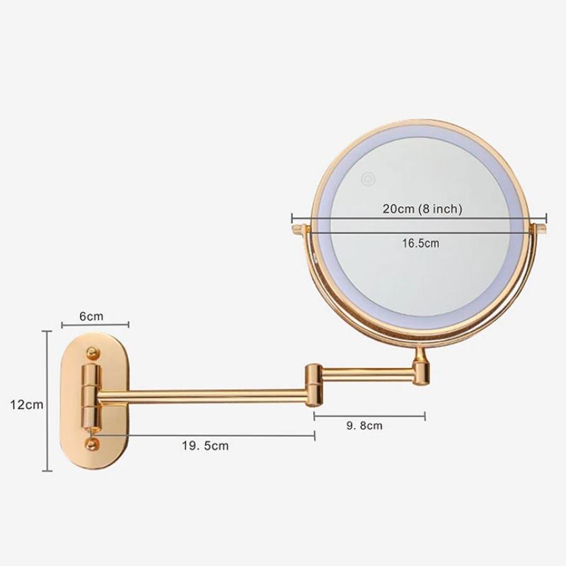 LumenAura Zlaté LED zvětšovací kosmetické zrcadlo bez kabelu