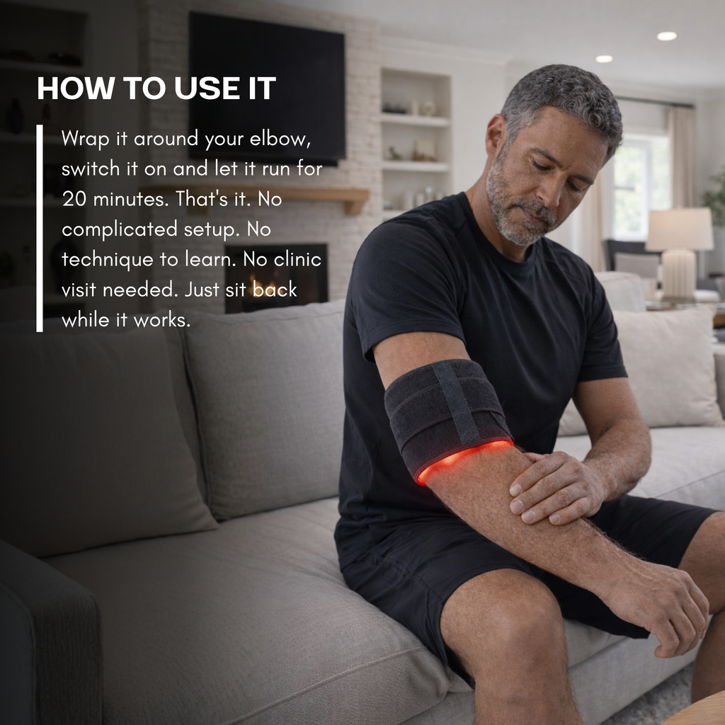 ElbowRelief Pro Red Light Therapy Pad – 660nm & 850nm Wearable Elbow Support Wrap