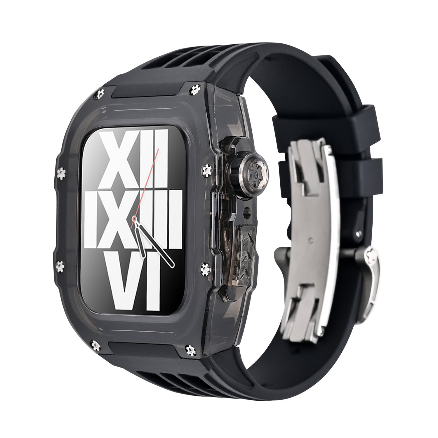 Kit de modification Kirrea V30 Glacier Series en caoutchouc fluoré noir pour boîtier et bracelet Apple Watch