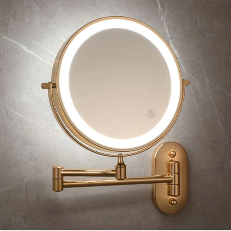 Luxeva Gold Wiederaufladbarer LED-Vergrößerungsspiegel für Badezimmer