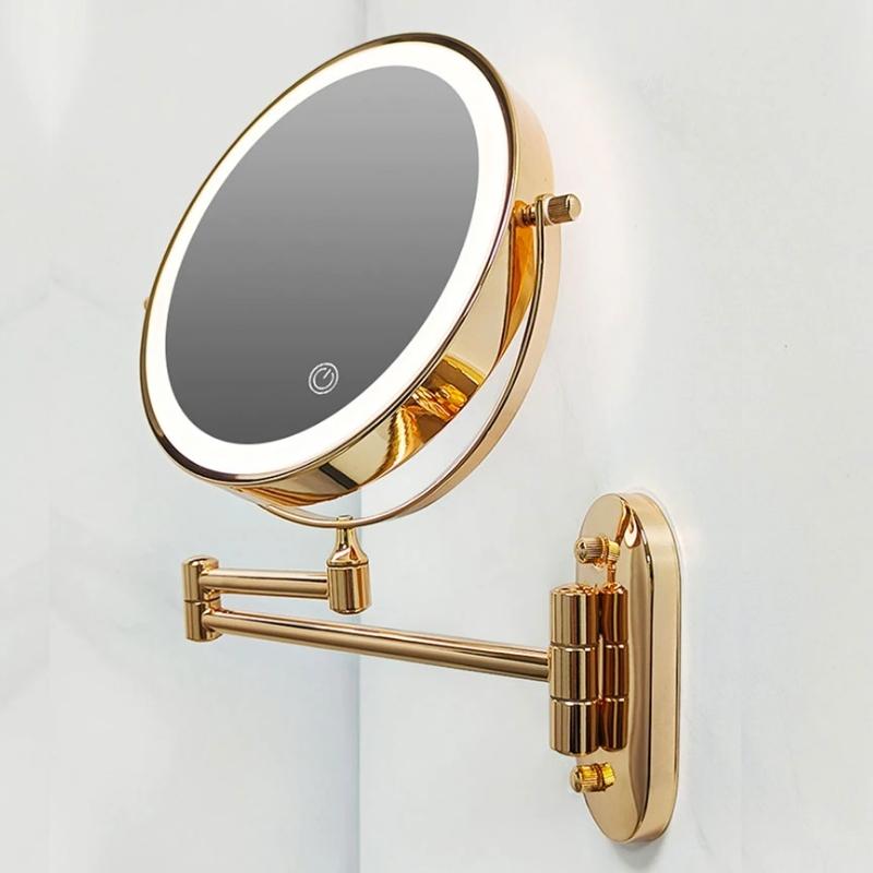 Luxeva Gold Wiederaufladbarer LED-Vergrößerungsspiegel für Badezimmer