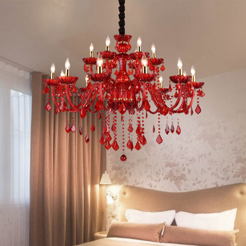 Aurelia Crimson Crystal Chandelier for Modern Living Rooms