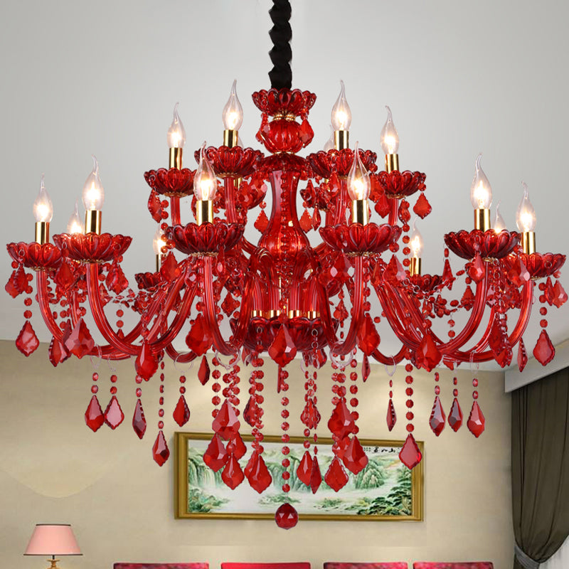 Aurelia Crimson Crystal Chandelier for Modern Living Rooms