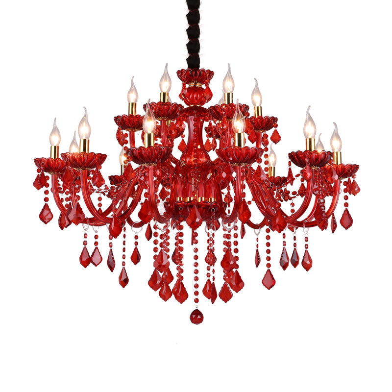 Aurelia Crimson Crystal Chandelier for Modern Living Rooms