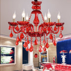Aurelia Crimson Crystal Chandelier for Modern Living Rooms