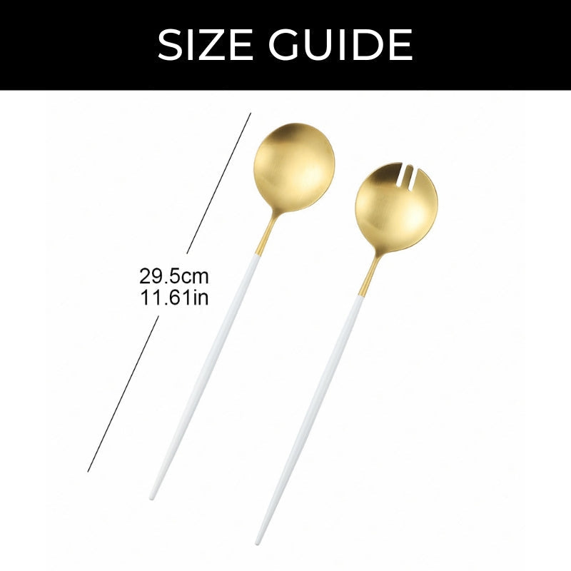 Hvide salatbestik med guldkant | Petprovac