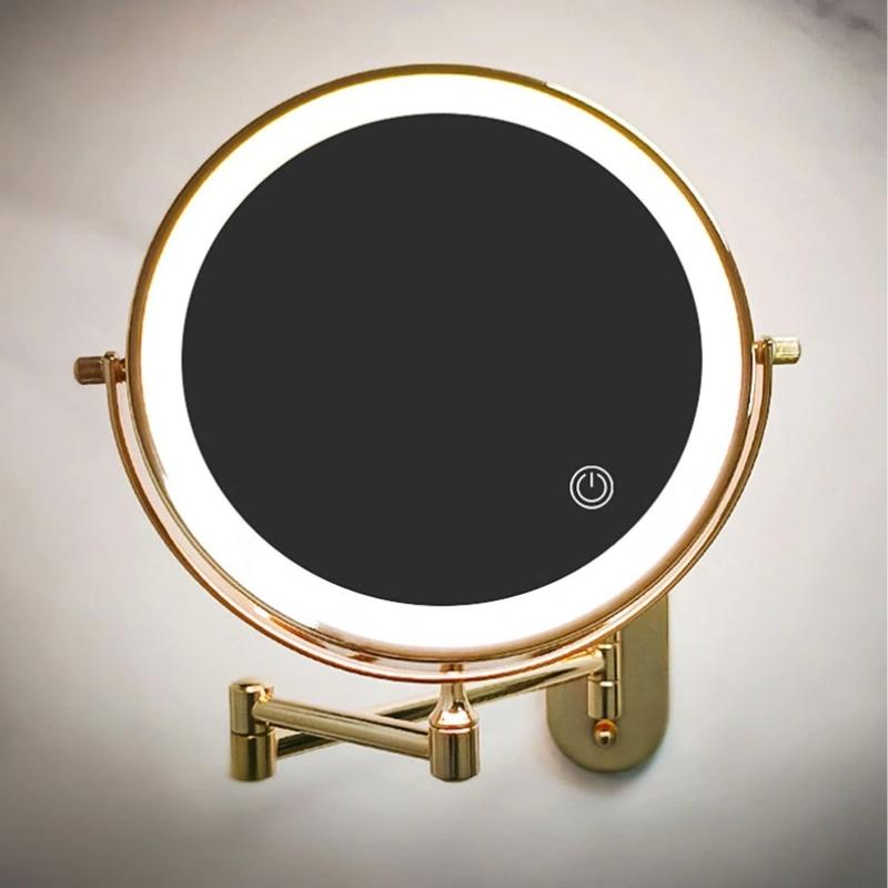 Luxeva Gold Wiederaufladbarer LED-Vergrößerungsspiegel für Badezimmer